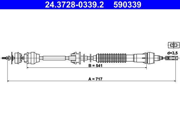 ATE 24.3728-0339.2 Cable Pull, clutch control