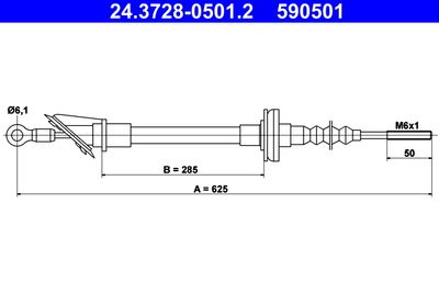 Cable Pull, clutch control ATE 24.3728-0501.2