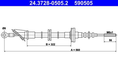 Cable Pull, clutch control ATE 24.3728-0505.2