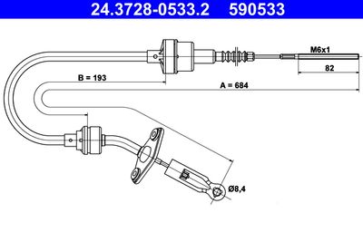 Cable Pull, clutch control ATE 24.3728-0533.2