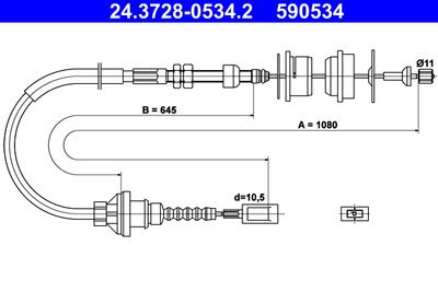 Cable Pull, clutch control ATE 24.3728-0534.2