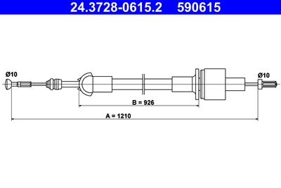 Cable Pull, clutch control ATE 24.3728-0615.2