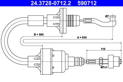 Cable Pull, clutch control ATE 24.3728-0712.2