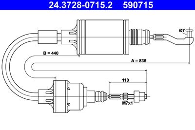 Cable Pull, clutch control ATE 24.3728-0715.2