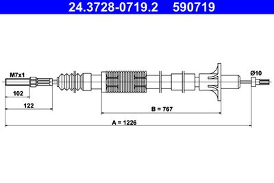 Cable Pull, clutch control ATE 24.3728-0719.2