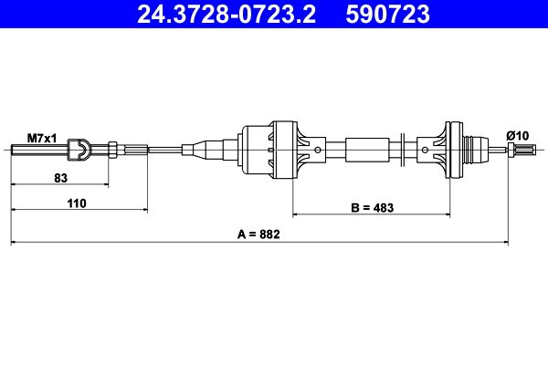 ATE 24.3728-0723.2 Cable Pull, clutch control