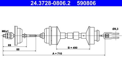 Cable Pull, clutch control ATE 24.3728-0806.2