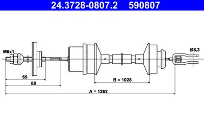 Cable Pull, clutch control ATE 24.3728-0807.2