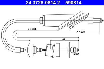 Cable Pull, clutch control ATE 24.3728-0814.2