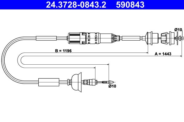 ATE 24.3728-0843.2 Cable Pull, clutch control