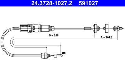 Cable Pull, clutch control ATE 24.3728-1027.2