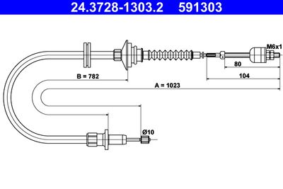 Cable Pull, clutch control ATE 24.3728-1303.2