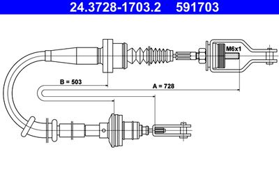 Cable Pull, clutch control ATE 24.3728-1703.2