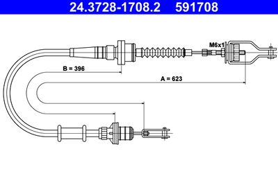 Cable Pull, clutch control ATE 24.3728-1708.2