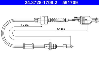 Cable Pull, clutch control ATE 24.3728-1709.2