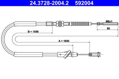 Cable Pull, clutch control ATE 24.3728-2004.2