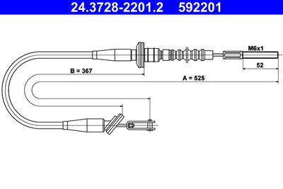 Cable Pull, clutch control ATE 24.3728-2201.2