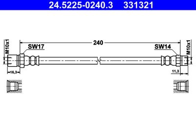 Brake Hose ATE 24.5225-0240.3