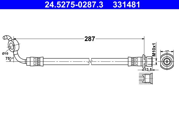 ATE 24.5275-0287.3 Brake Hose