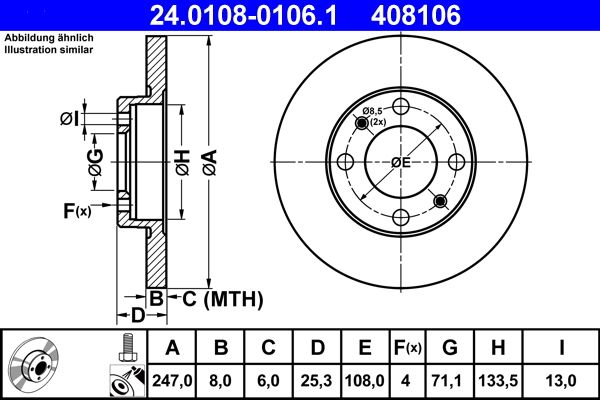 ATE 24.0108-0106.1 Brake Disc