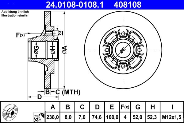 ATE 24.0108-0108.1 Brake Disc