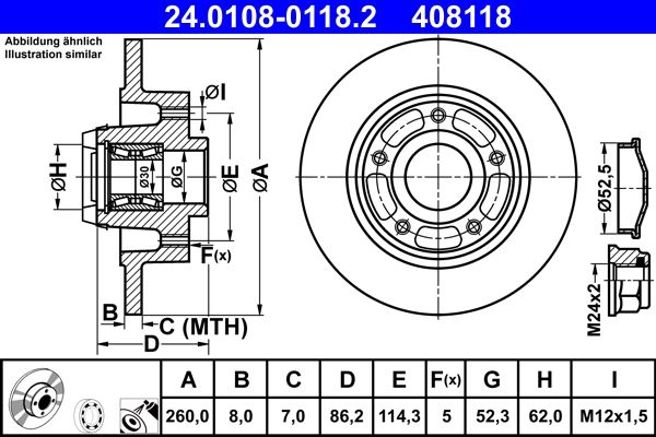 ATE 24.0108-0118.2 Brake Disc