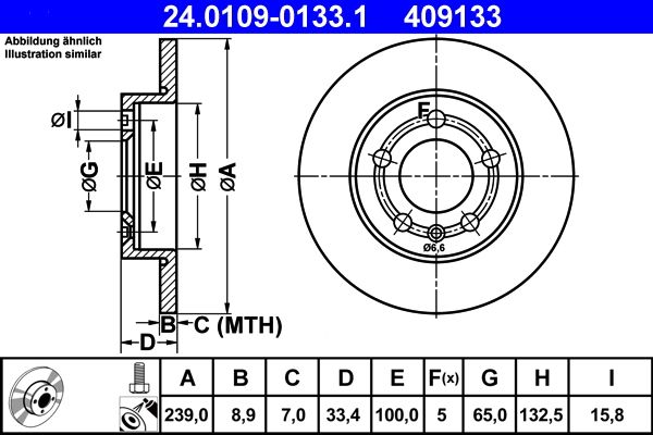 ATE 24.0109-0133.1 Brake Disc