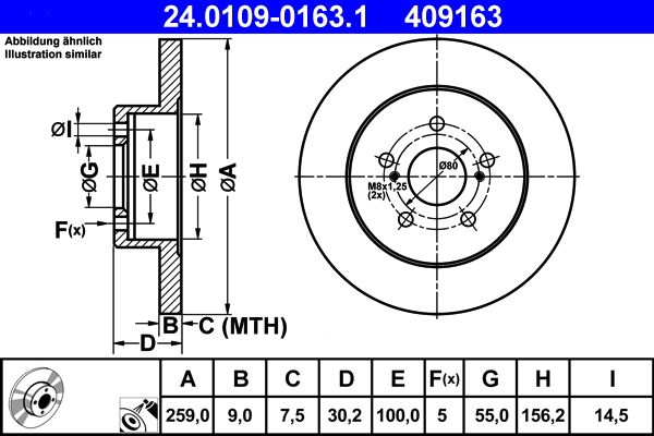 ATE 24.0109-0163.1 Brake Disc