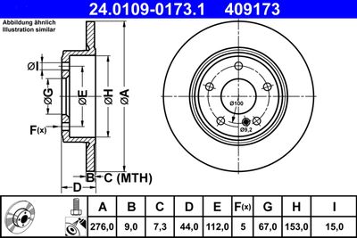 Brake Disc ATE 24.0109-0173.1