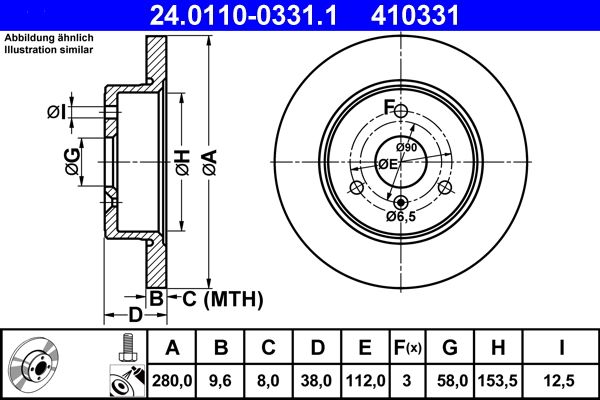 ATE 24.0110-0331.1 Brake Disc