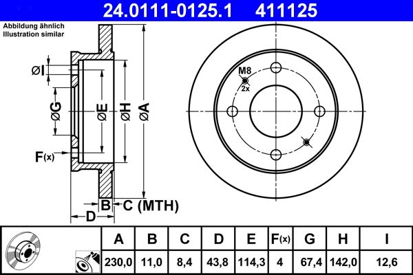 ATE 24.0111-0125.1 Brake Disc