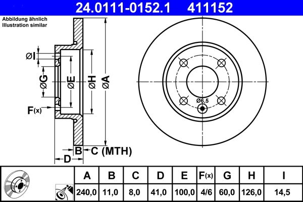 ATE 24.0111-0152.1 Brake Disc