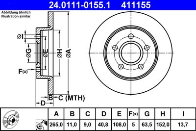 Brake Disc ATE 24.0111-0155.1