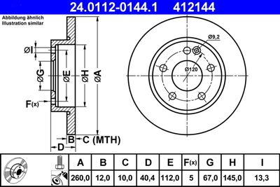 Brake Disc ATE 24.0112-0144.1