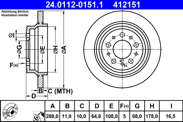 ATE 24.0112-0151.1 Brake Disc