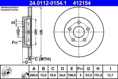 Brake Disc ATE 24.0112-0154.1