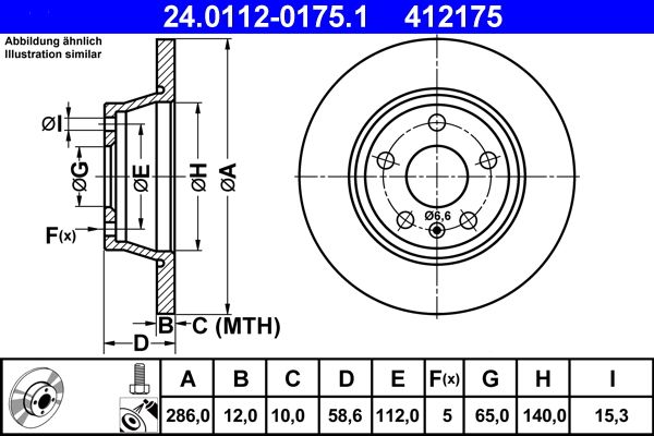 ATE 24.0112-0175.1 Brake Disc