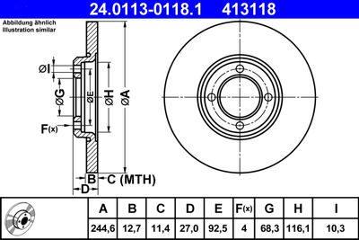 Brake Disc ATE 24.0113-0118.1