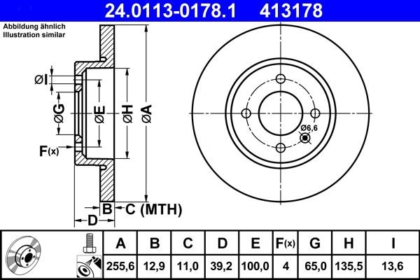 ATE 24.0113-0178.1 Brake Disc