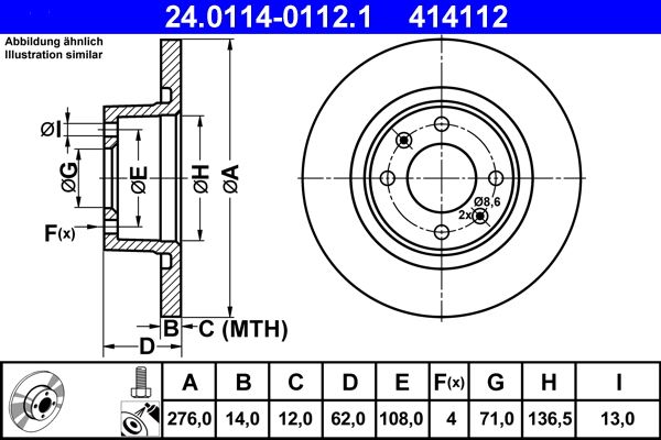 ATE 24.0114-0112.1 Brake Disc