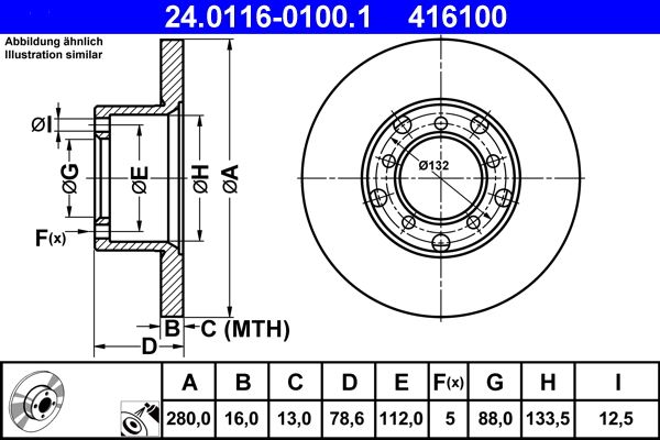 ATE 24.0116-0100.1 Brake Disc