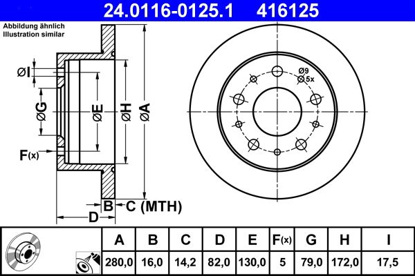 ATE 24.0116-0125.1 Brake Disc