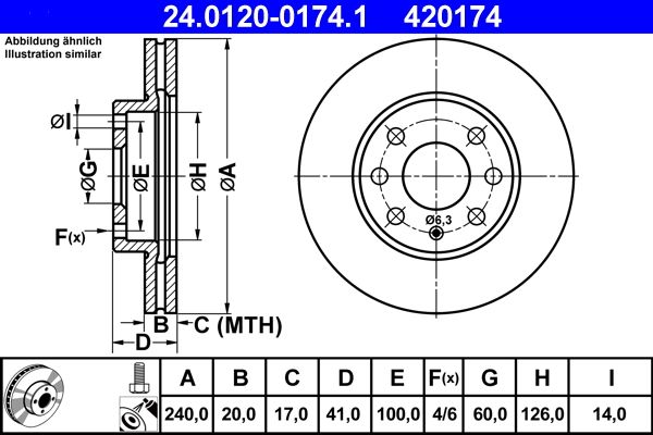 ATE 24.0120-0174.1 Brake Disc