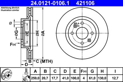 Brake Disc ATE 24.0121-0106.1