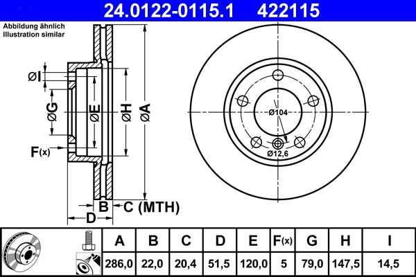 ATE 24.0122-0115.1 Brake Disc