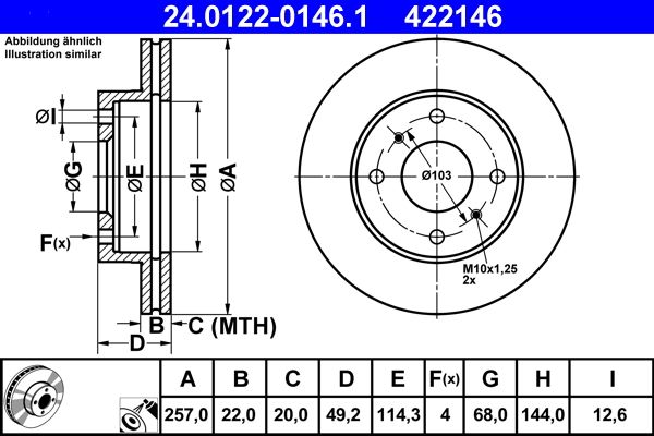 ATE 24.0122-0146.1 Brake Disc