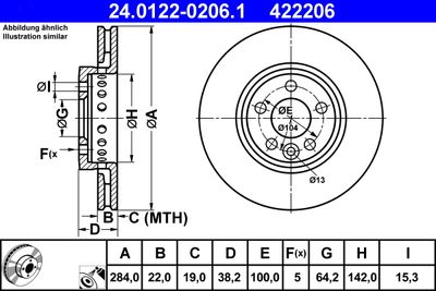 Brake Disc ATE 24.0122-0206.1