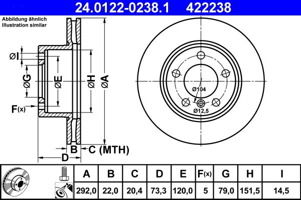 ATE 24.0122-0238.1 Brake Disc