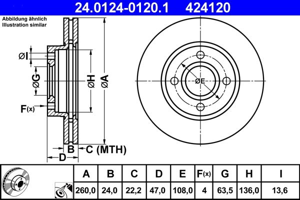 ATE 24.0124-0120.1 Brake Disc