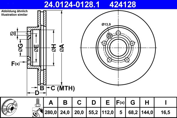 ATE 24.0124-0128.1 Brake Disc